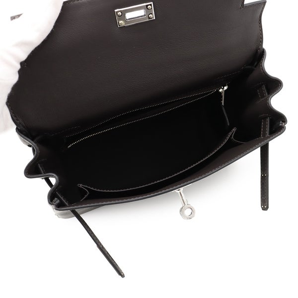 エルメス ハンドバッグ ケリー25 内縫い エベンヌ/シルバー金具 スイフト G刻印 HERMES Kelly 2wayバッグ