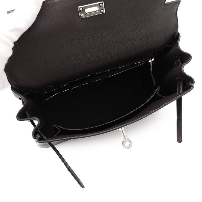エルメス ハンドバッグ ケリー25 内縫い エベンヌ/シルバー金具 スイフト G刻印 HERMES Kelly 2wayバッグ