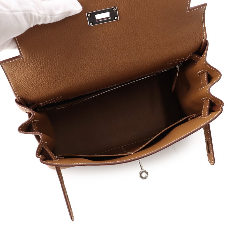 エルメス ハンドバッグ ケリー28 内縫い ゴールド/シルバー金具 トゴ G刻印 HERMES Kelly 2wayバッグ