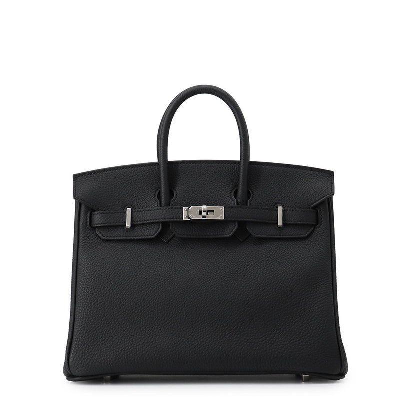 エルメス バーキン25 ブラック/シルバー金具 トゴ W刻印 HERMES Birkin ハンドバッグ 黒