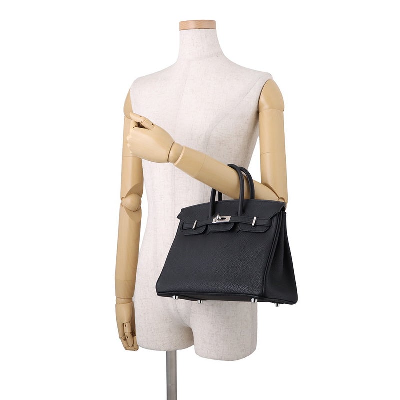 エルメス バーキン25 ブラック/シルバー金具 トゴ W刻印 HERMES Birkin ハンドバッグ 黒