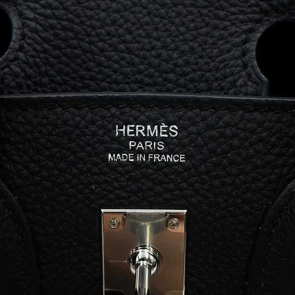 エルメス バーキン25 ブラック/シルバー金具 トゴ W刻印 HERMES Birkin ハンドバッグ 黒
