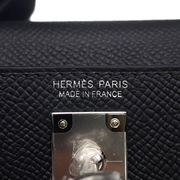 エルメス ハンドバッグ ミニケリー 外縫い ブラック/シルバー金具 エプソン G刻印 HERMES Kelly 2wayバッグ 黒