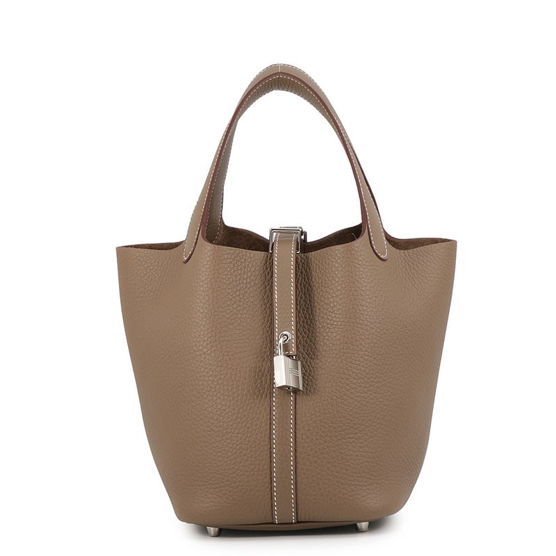 エルメス ハンドバッグ ピコタンロックPM エトゥープ/シルバー金具 トリヨンクレマンス G刻印 HERMES