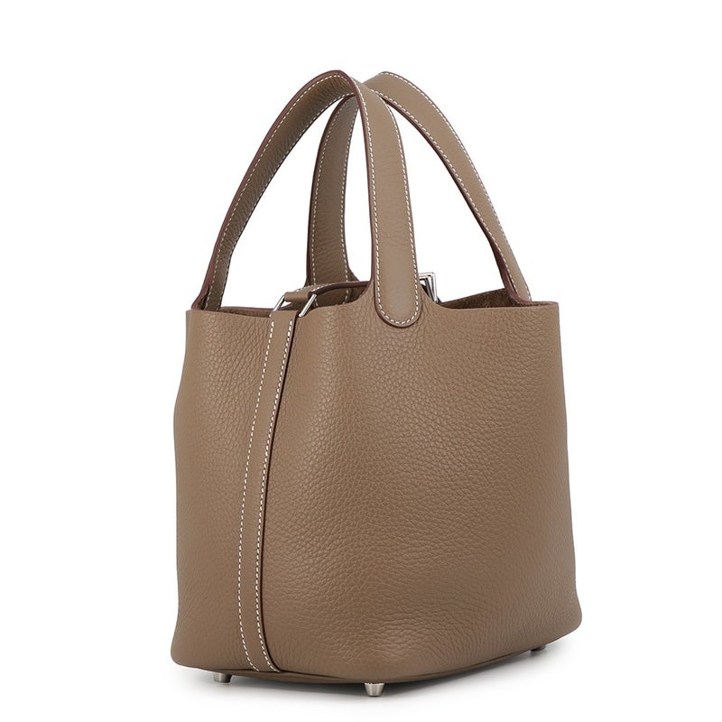 エルメス ハンドバッグ ピコタンロックPM エトゥープ/シルバー金具 トリヨンクレマンス G刻印 HERMES