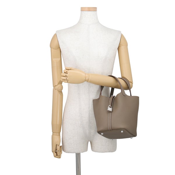 エルメス ハンドバッグ ピコタンロックPM エトゥープ/シルバー金具 トリヨンクレマンス G刻印 HERMES