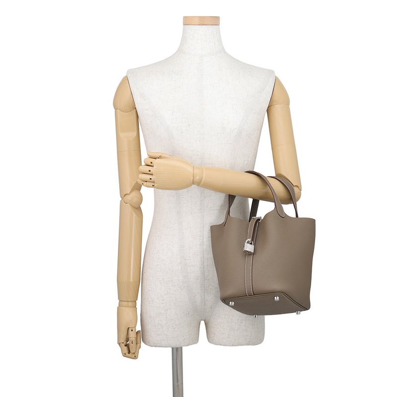 エルメス ハンドバッグ ピコタンロックPM エトゥープ/シルバー金具 トリヨンクレマンス G刻印 HERMES