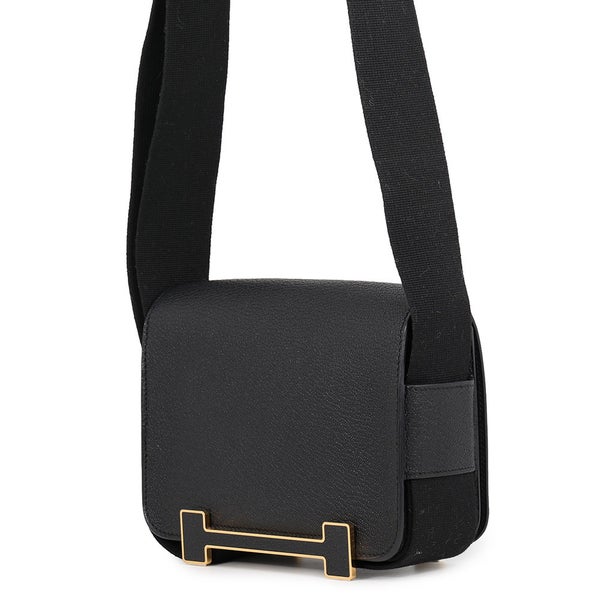 エルメス ショルダーバッグ ゲタ ブラック/ゴールド金具 シェブルミゾル B刻印 HERMES バッグ 黒