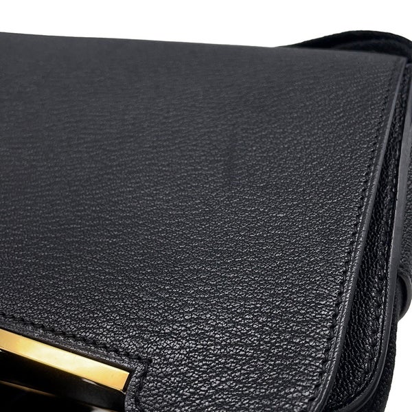 エルメス ショルダーバッグ ゲタ ブラック/ゴールド金具 シェブルミゾル B刻印 HERMES バッグ 黒