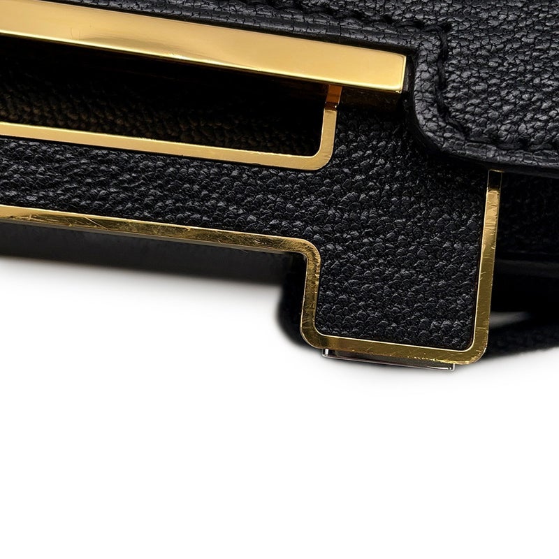 エルメス ショルダーバッグ ゲタ ブラック/ゴールド金具 シェブルミゾル B刻印 HERMES バッグ 黒