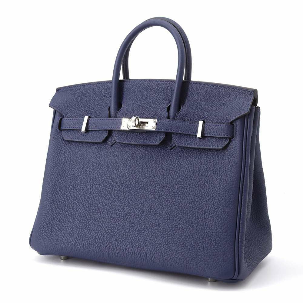 エルメス バーキン25 ブルーネイビー/シルバー金具 トゴ B刻印 HERMES