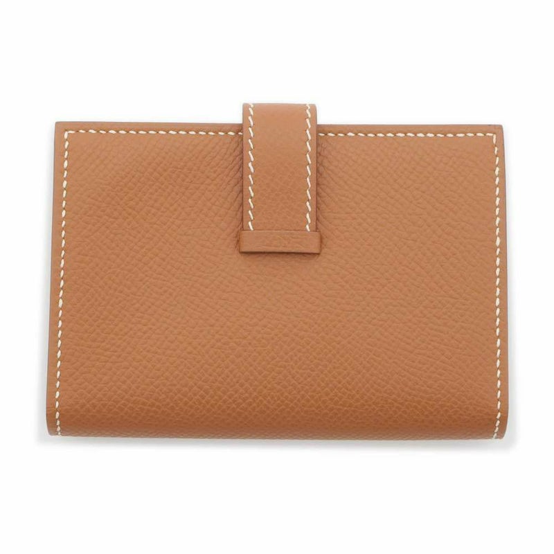 エルメス カードケース ベアン ゴールド/ゴールド金具 ヴォーエプソン □J刻印 HERMES 名刺入れ