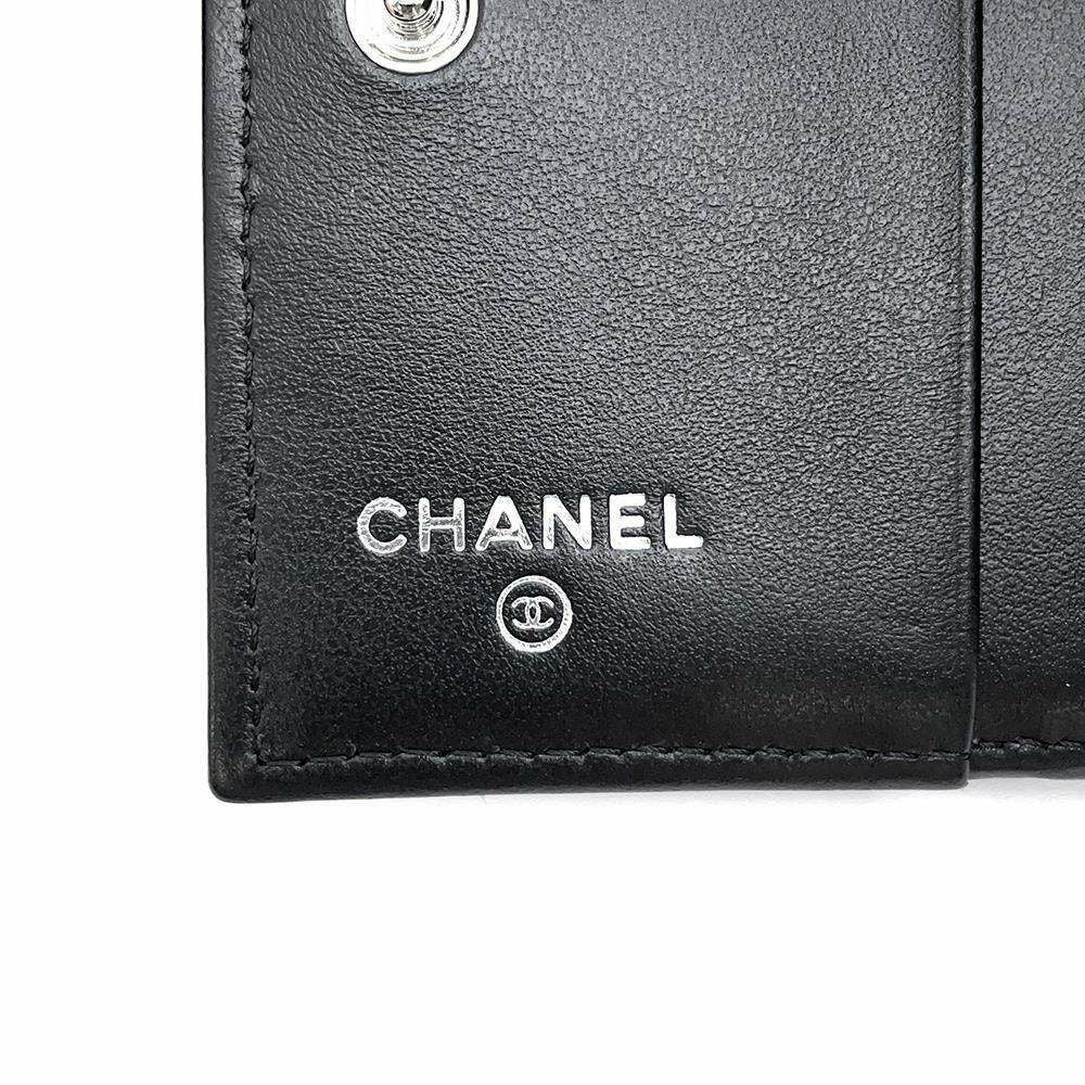 CHANEL ブラックレザー 二つ折り財布 AP3817 シャネル 二つ折り財布 レディース CHANEL AP3817 B15615 94305