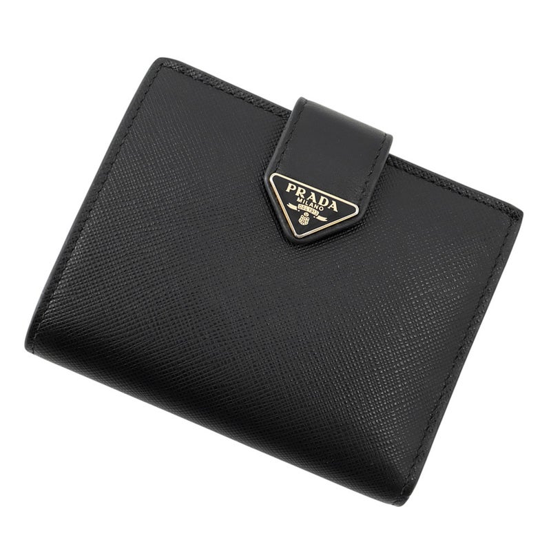 プラダ 二つ折り財布 トライアングルロゴ サフィアーノ 1MV204 PRADA 財布 黒
