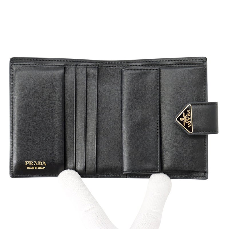 プラダ 二つ折り財布 トライアングルロゴ サフィアーノ 1MV204 PRADA 財布 黒