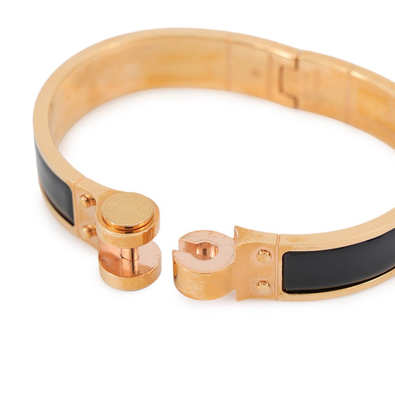 エルメス ブレスレット シャルニエール PM ブラック/ゴールド金具 HERMES アクセサリー 黒