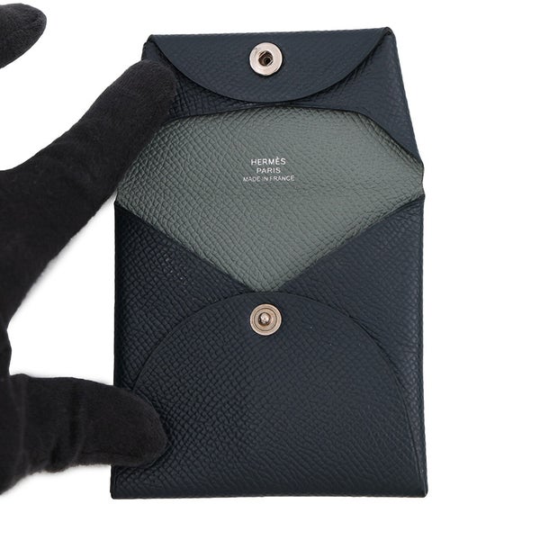 エルメス コインケース バスティア ヴェルソ ブルーインディゴ/ヴェールアマンド/シルバー金具 エプソン D刻印 財布