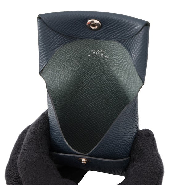 エルメス コインケース バスティア ヴェルソ ブルーインディゴ/ヴェールアマンド/シルバー金具 エプソン D刻印 財布