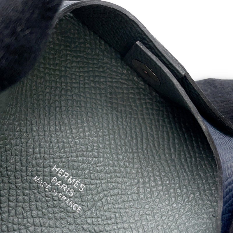 エルメス コインケース バスティア ヴェルソ ブルーインディゴ/ヴェールアマンド/シルバー金具 エプソン D刻印 財布