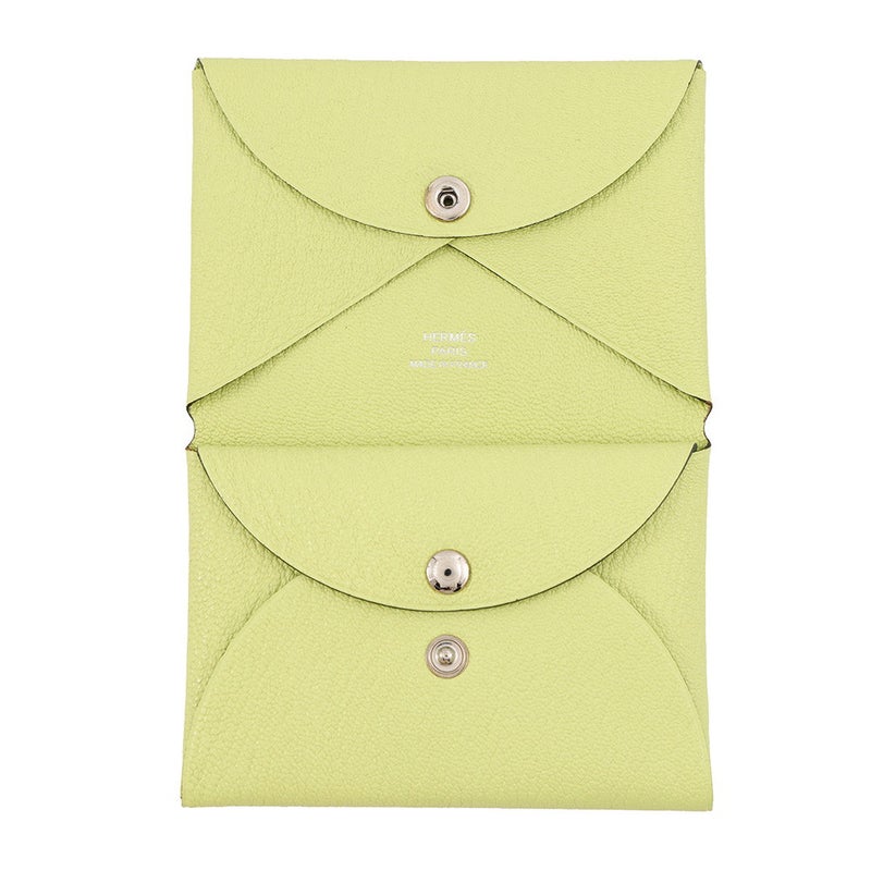 エルメス コインケース カルヴィ デュオ ライム/シルバー金具 シェブルミゾル Z刻印