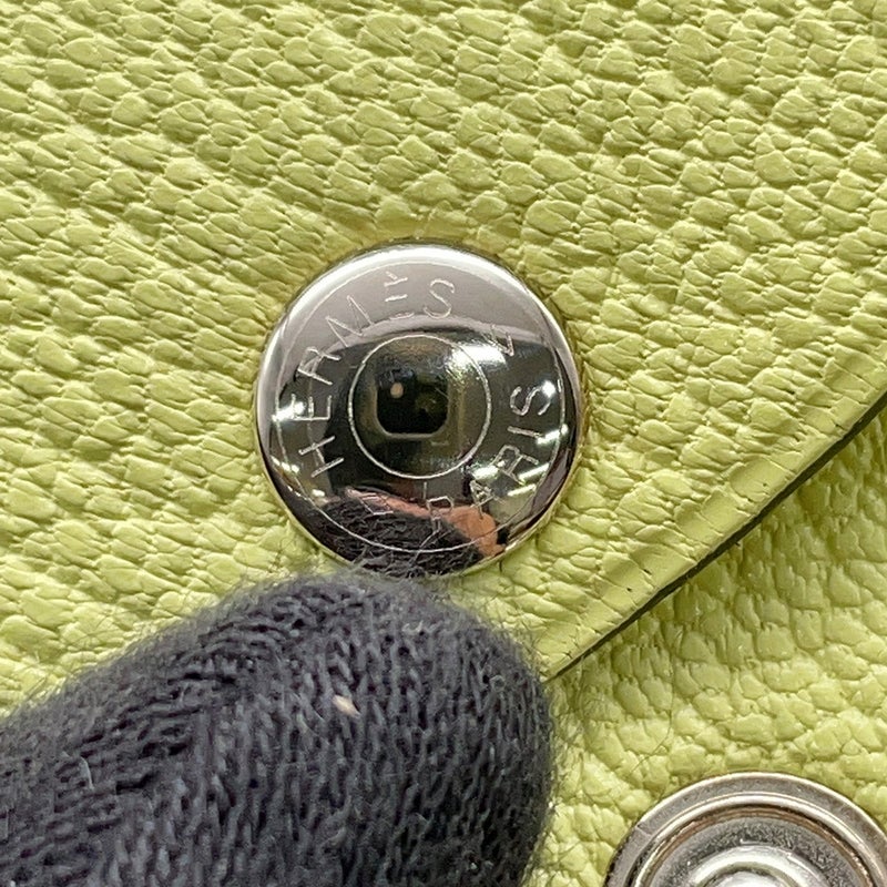 エルメス コインケース カルヴィ デュオ ライム/シルバー金具 シェブルミゾル Z刻印