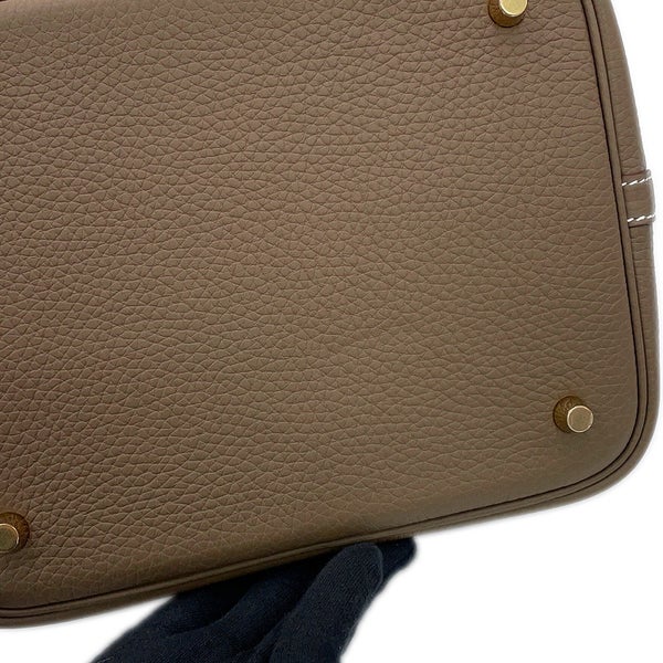 エルメス ハンドバッグ ピコタンロックMM エトゥープ/ゴールド金具 トリヨンクレマンス G刻印 HERMES