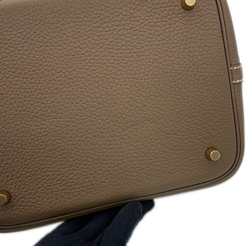 エルメス ハンドバッグ ピコタンロックMM エトゥープ/ゴールド金具 トリヨンクレマンス G刻印 HERMES