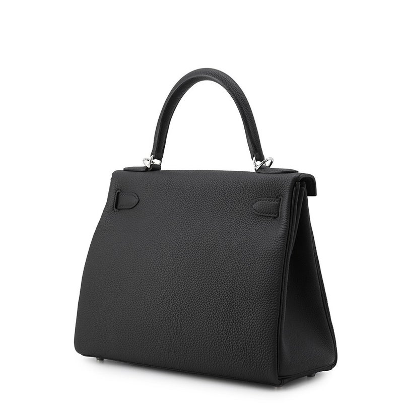 エルメス ハンドバッグ ケリー28 内縫い ブラック/シルバー金具 トゴ G刻印 HERMES Kelly 2wayバッグ 黒