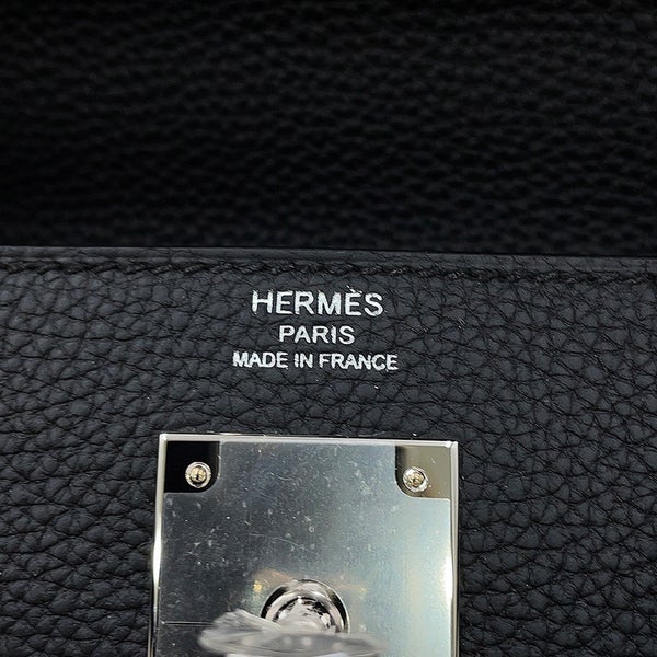 エルメス ハンドバッグ ケリー28 内縫い ブラック/シルバー金具 トゴ G刻印 HERMES Kelly 2wayバッグ 黒