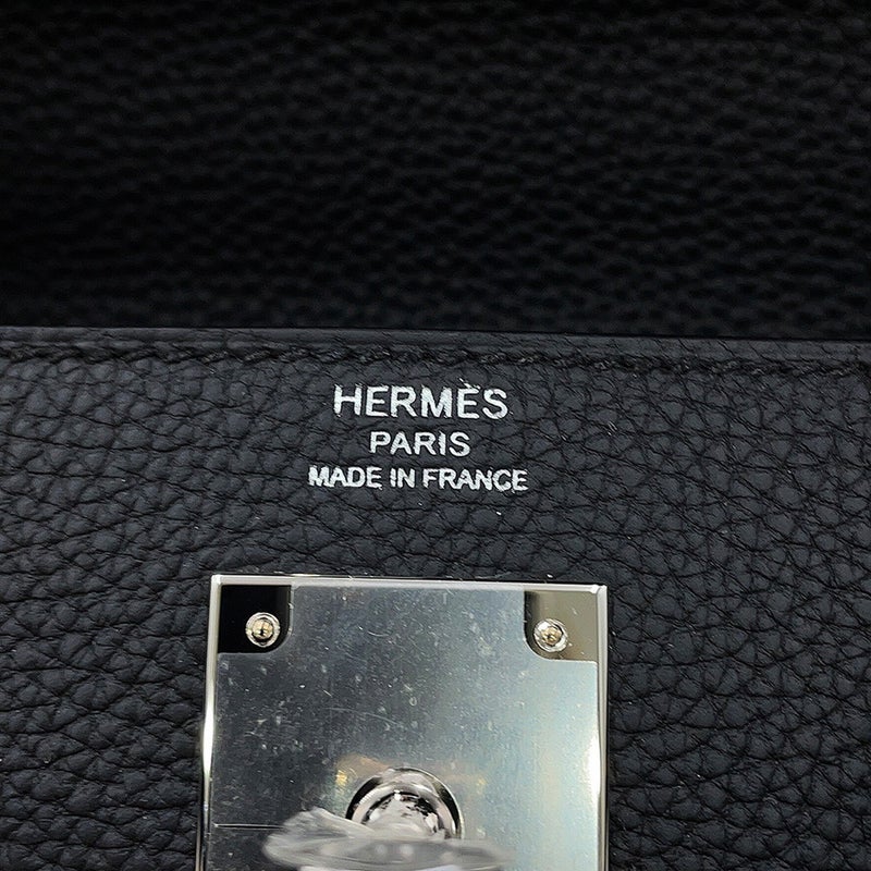 エルメス ハンドバッグ ケリー28 内縫い ブラック/シルバー金具 トゴ G刻印 HERMES Kelly 2wayバッグ 黒