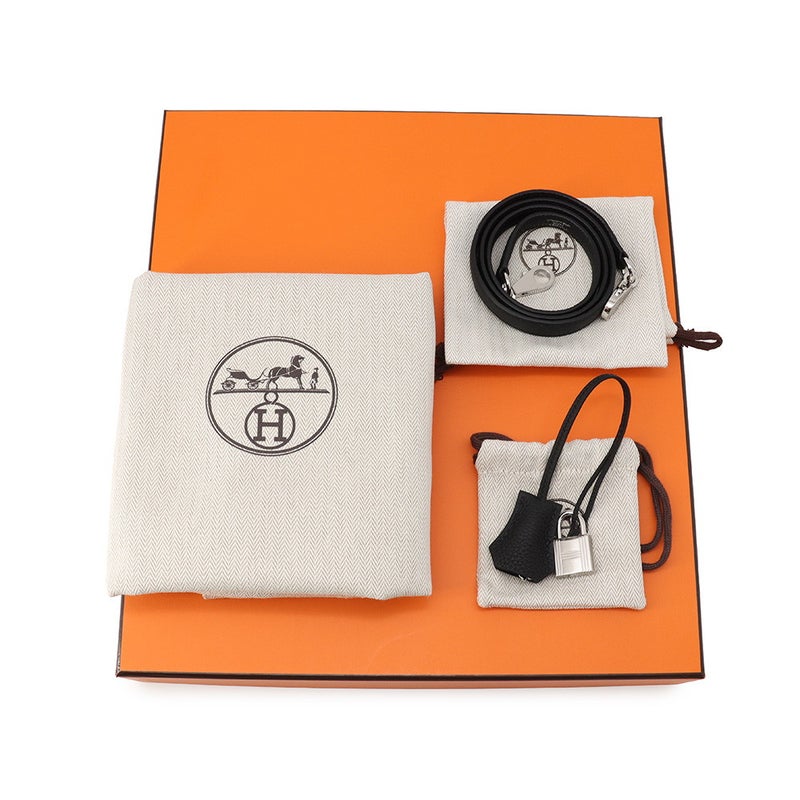 エルメス ハンドバッグ ケリー28 内縫い ブラック/シルバー金具 トゴ G刻印 HERMES Kelly 2wayバッグ 黒