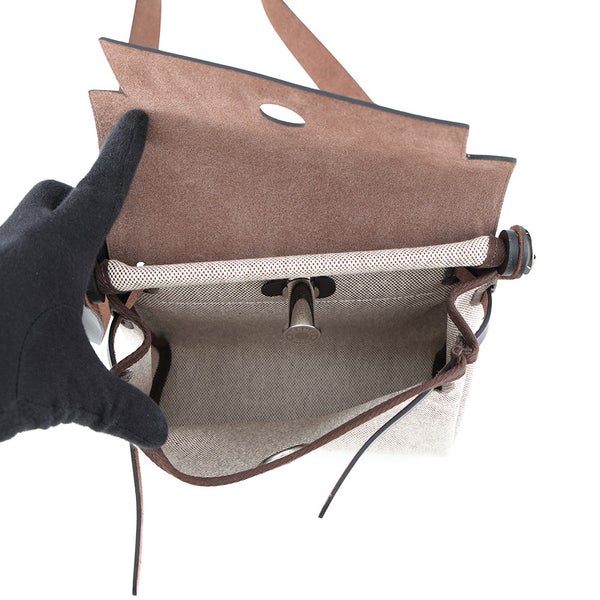 エルメス ショルダーバッグ エールバッグジップ ミニ エクリュ/エベンヌ/シルバー金具 トワルアッシュ/ヴァッシュハンター G刻印 HERMES