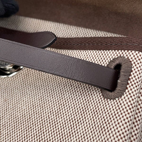 エルメス ショルダーバッグ エールバッグジップ ミニ エクリュ/エベンヌ/シルバー金具 トワルアッシュ/ヴァッシュハンター G刻印 HERMES