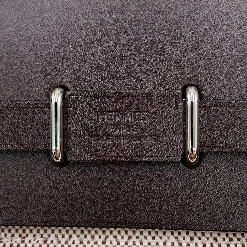 エルメス ショルダーバッグ エールバッグジップ ミニ エクリュ/エベンヌ/シルバー金具 トワルアッシュ/ヴァッシュハンター G刻印 HERMES
