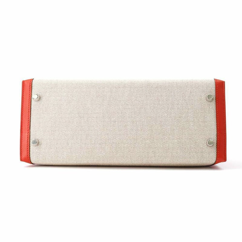 エルメス ハンドバッグ ケリー28 外縫い ルージュクー/エクリュ/シルバー金具 スイフト/トワルアッシュ Y刻印 2way