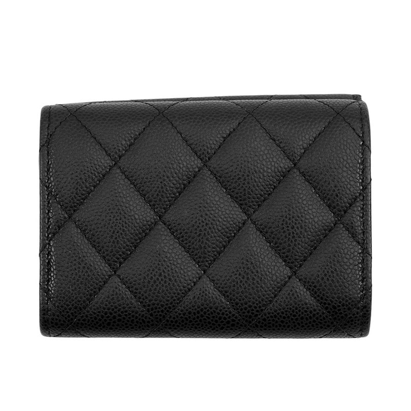 シャネル 三つ折り財布 マトラッセ ココマーク クラシック スモール フラップ ウォレット キャビアスキン AP0230 CHANEL 財布 黒