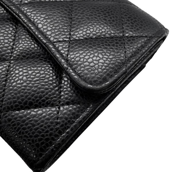 シャネル 長財布 クラシック ロング フラップ ウォレット マトラッセ ココマーク キャビアスキン AP0241 CHANEL 黒