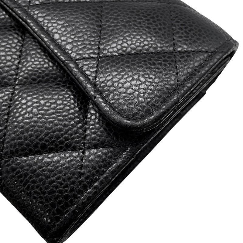 シャネル 長財布 クラシック ロング フラップ ウォレット マトラッセ ココマーク キャビアスキン AP0241 CHANEL 黒