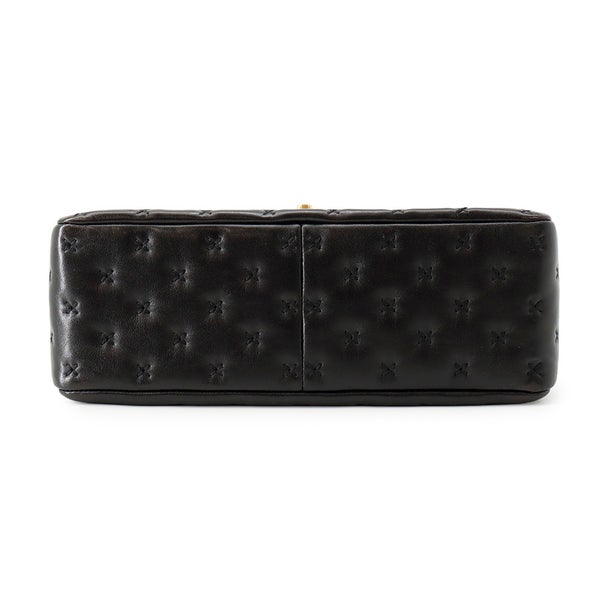 シャネル ハンドバッグ クロスステッチ ココマーク トップハンドル ラムスキン A98724 CHANEL ショルダーバッグ 黒