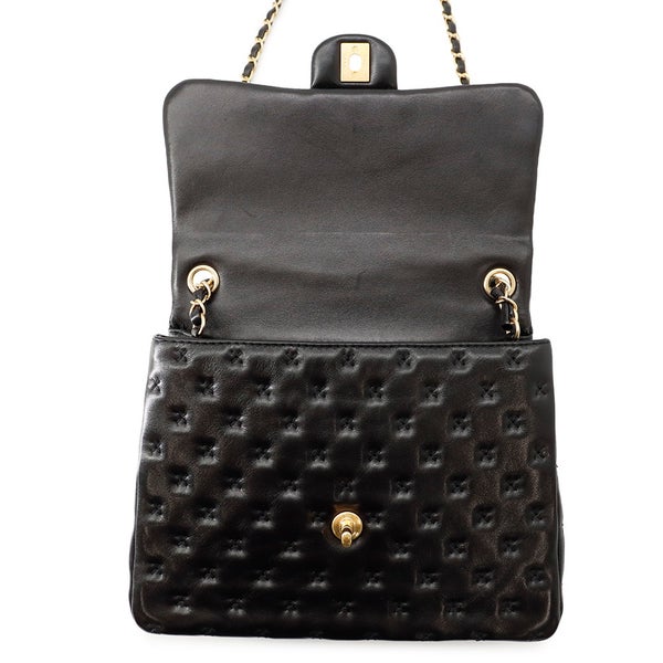 シャネル ハンドバッグ クロスステッチ ココマーク トップハンドル ラムスキン A98724 CHANEL ショルダーバッグ 黒