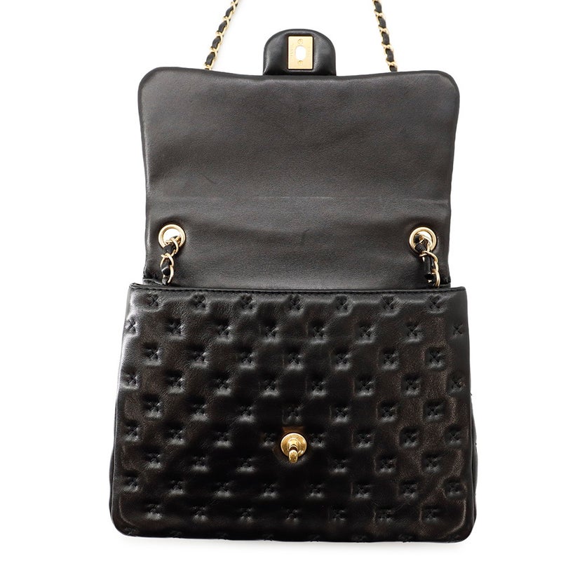 シャネル ハンドバッグ クロスステッチ ココマーク トップハンドル ラムスキン A98724 CHANEL ショルダーバッグ 黒