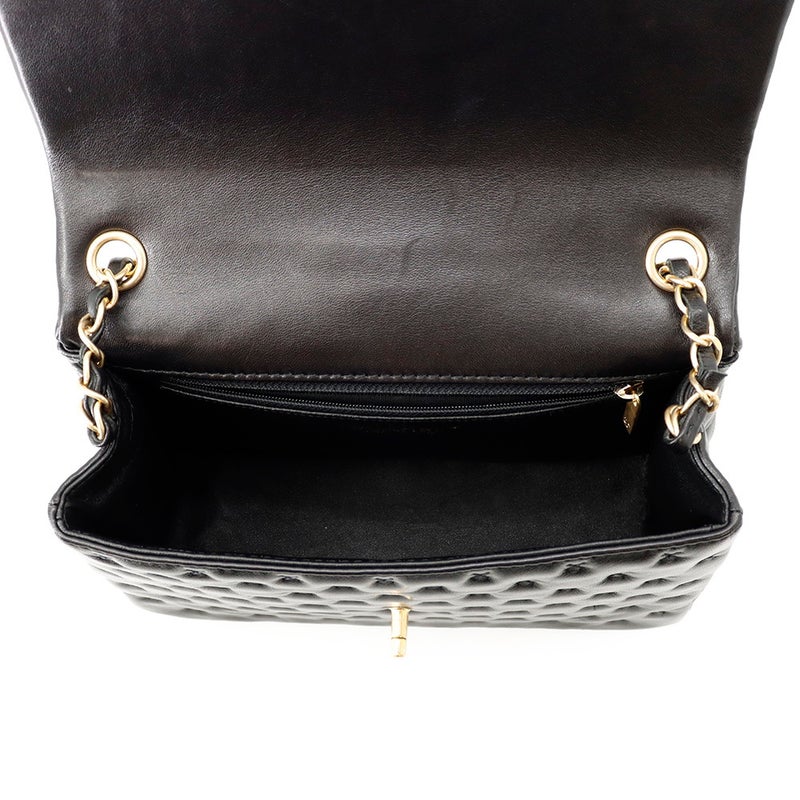 シャネル ハンドバッグ クロスステッチ ココマーク トップハンドル ラムスキン A98724 CHANEL ショルダーバッグ 黒