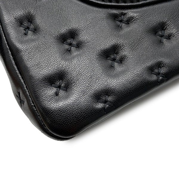 シャネル ハンドバッグ クロスステッチ ココマーク トップハンドル ラムスキン A98724 CHANEL ショルダーバッグ 黒
