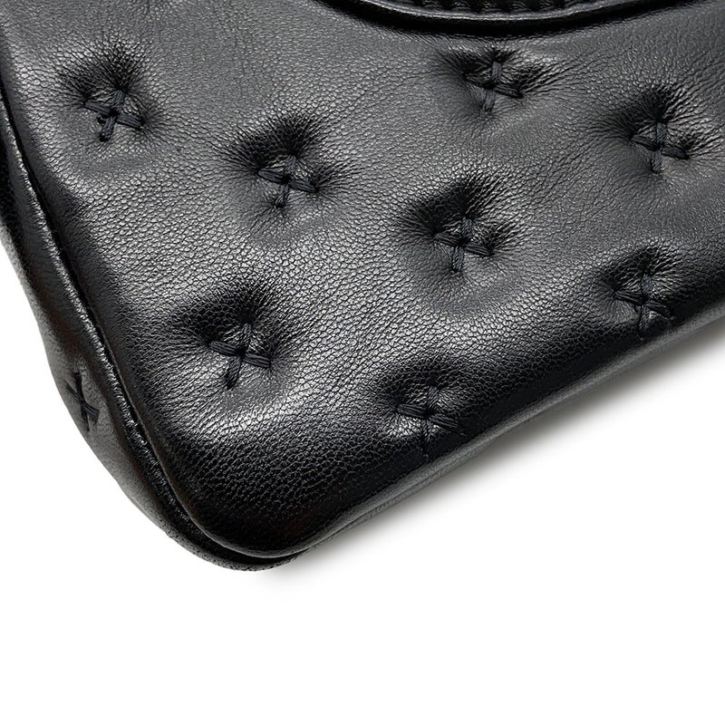 シャネル ハンドバッグ クロスステッチ ココマーク トップハンドル ラムスキン A98724 CHANEL ショルダーバッグ 黒