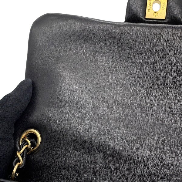 シャネル ハンドバッグ クロスステッチ ココマーク トップハンドル ラムスキン A98724 CHANEL ショルダーバッグ 黒