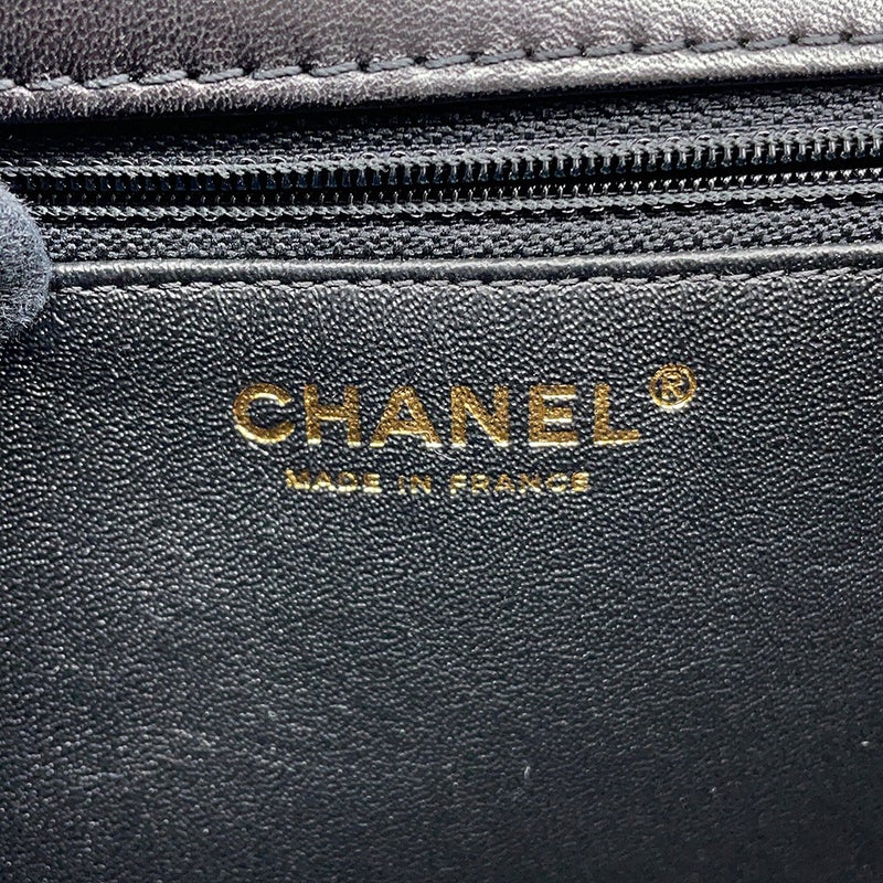 シャネル ハンドバッグ クロスステッチ ココマーク トップハンドル ラムスキン A98724 CHANEL ショルダーバッグ 黒