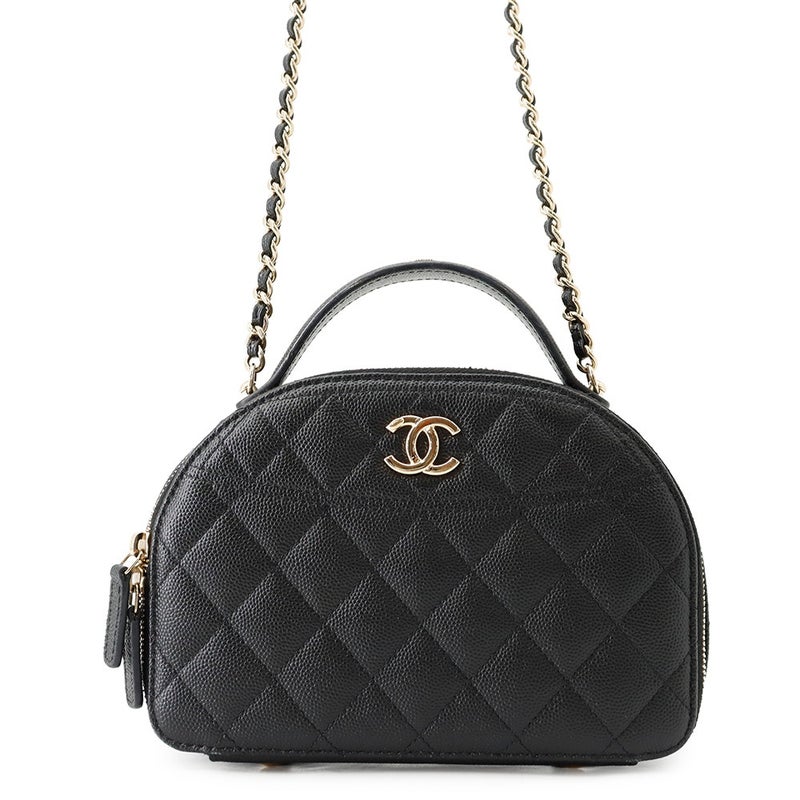 シャネル チェーンショルダーバッグ マトラッセ ココマーク キャビアスキン AP4438 CHANEL 黒