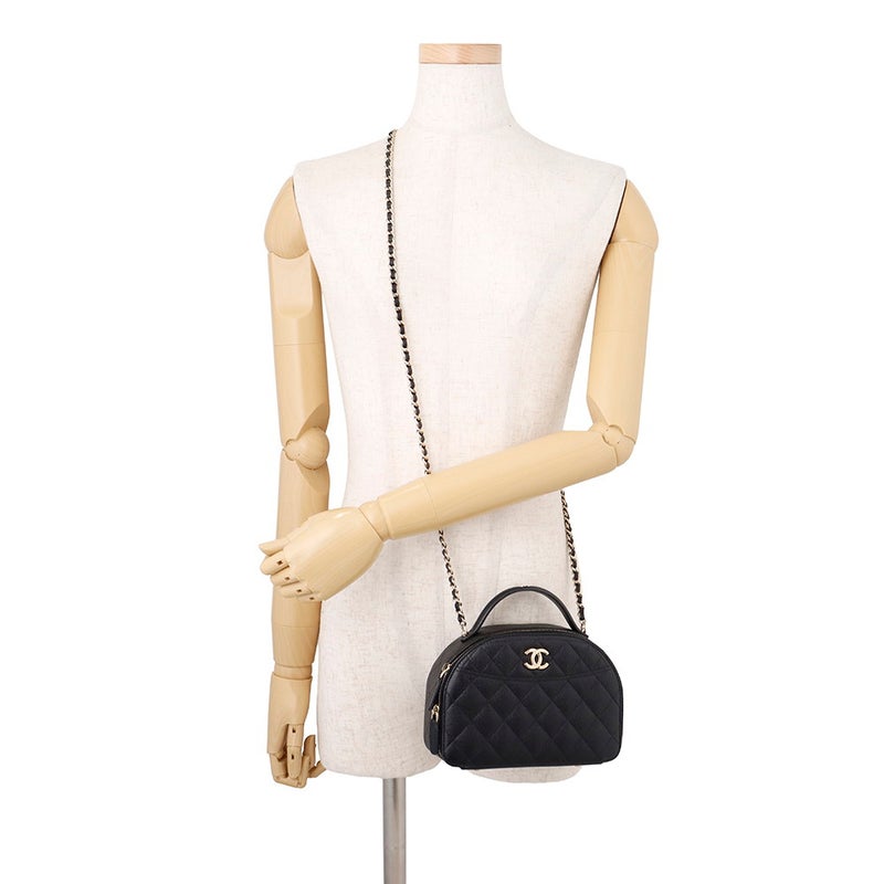 シャネル チェーンショルダーバッグ マトラッセ ココマーク キャビアスキン AP4438 CHANEL 黒
