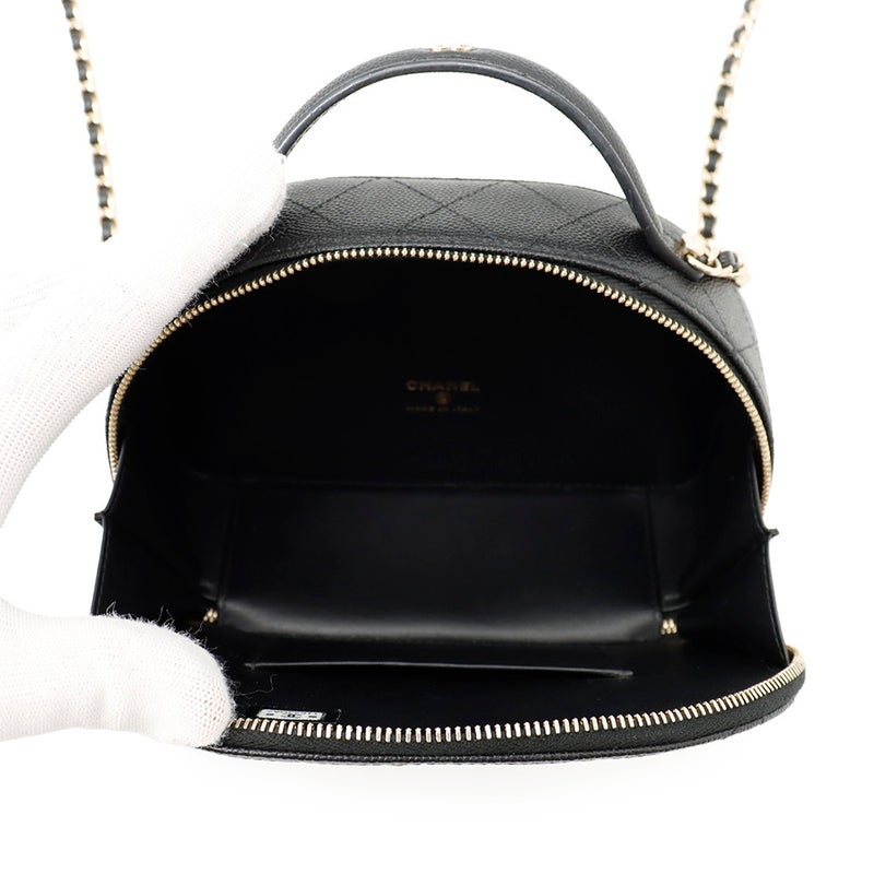 シャネル チェーンショルダーバッグ マトラッセ ココマーク キャビアスキン AP4438 CHANEL 黒