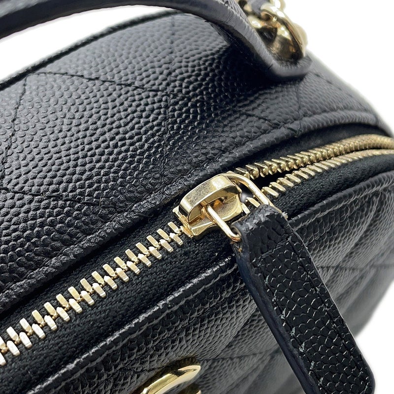 シャネル チェーンショルダーバッグ マトラッセ ココマーク キャビアスキン AP4438 CHANEL 黒